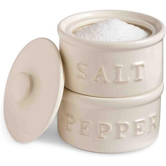 Salt & Pepper Cellar, Off-White, 6" X 3.5" dia - Picture 1 of 6